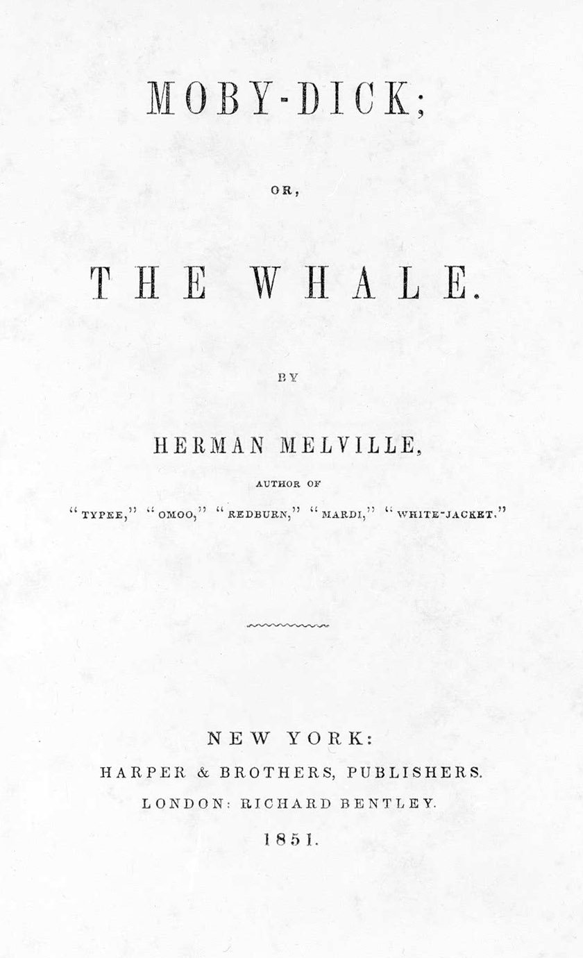 Portada de la primera edición estadounidense de Moby-Dick; or, The Whale, de Herman Melville, Nueva York, Harper and Brothers, 1851